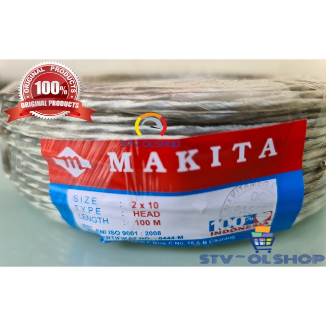 Kabel Head Stereo Transparan Silver 2X10 MAKITA 100 Meter