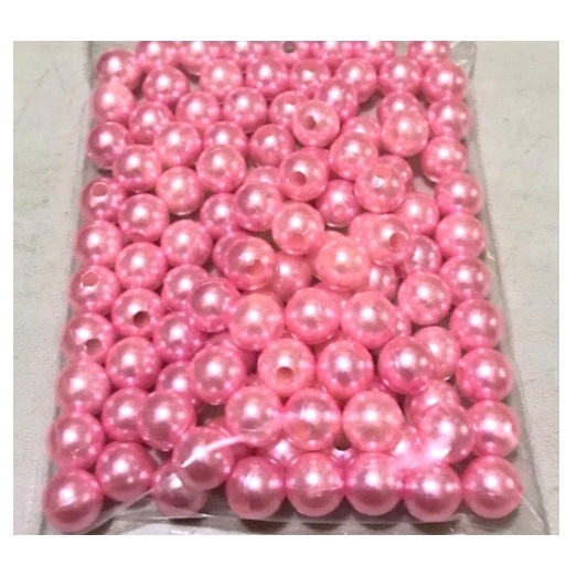 100Gram Payet Mote Manik Mutiara 8mm Bulat Kwalitas SUPER PINK