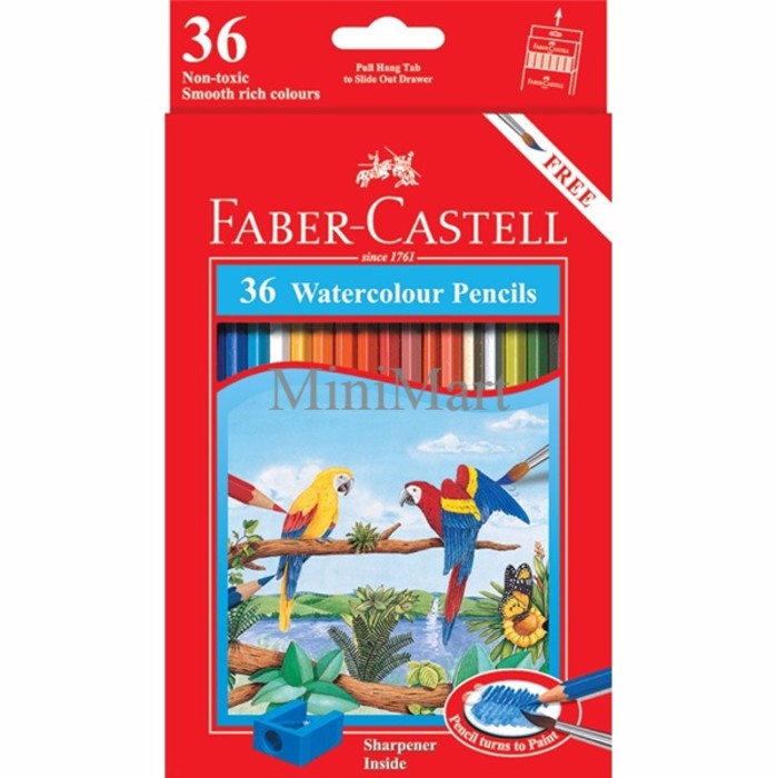 

TERLARIS - PROMO FABER CASTELL PENSIL CAT AIR 36 WARNA PANJANG GAMBAR PARROT KAKA ALAT TULIS LENGKAP