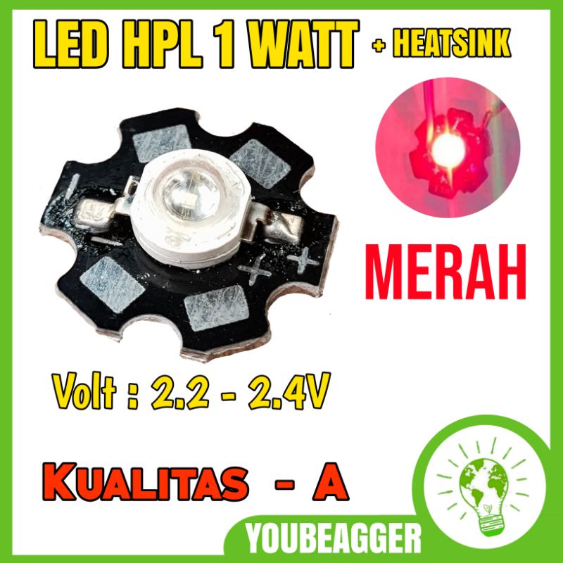 LED HPL 1 Watt MERAH RED + HEATSINK