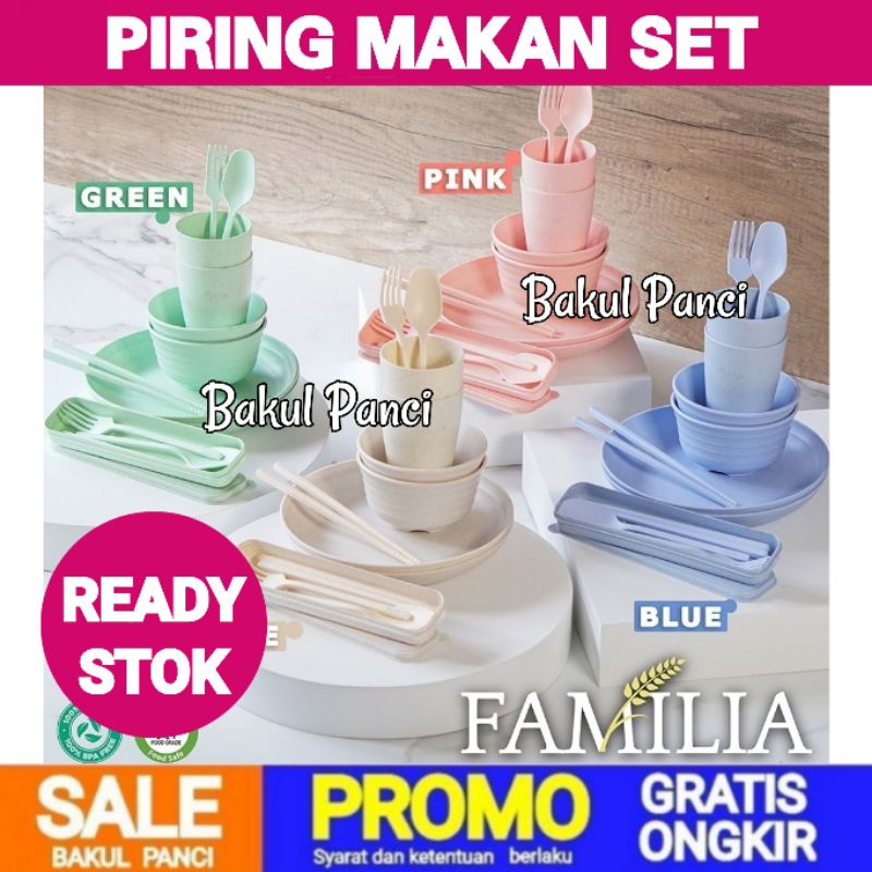 ALAT MAKAN PIRING MANGKUK JERAMI SET FAMILIA 10 PCS - ASTA - MANGKOK GELAS SENDOK GARPU SUMPIT TRAVE
