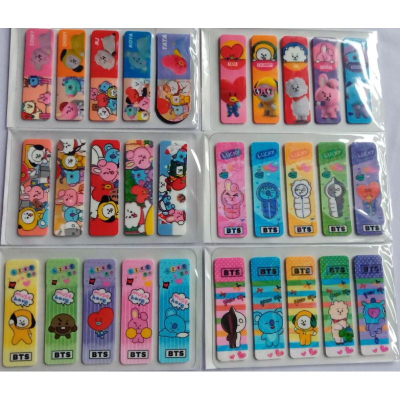 1 SET 100PCS STICKY NOTES PLASTIK MOTIF / STICKY NOTES / PEMBATAS BUKU BTS