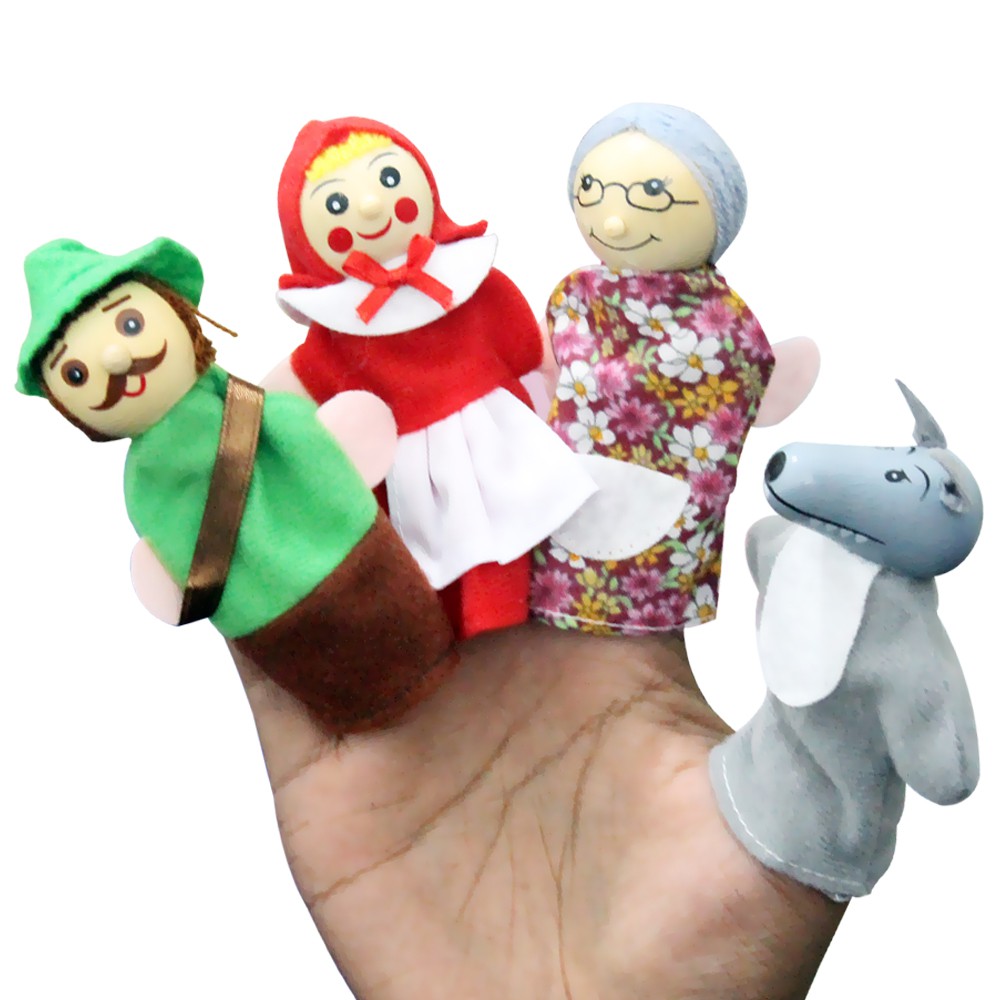 Mainan anak boneka Jari gadis berkerudung merah LITTLE RED RIDING HOOD FINGER PUPPET