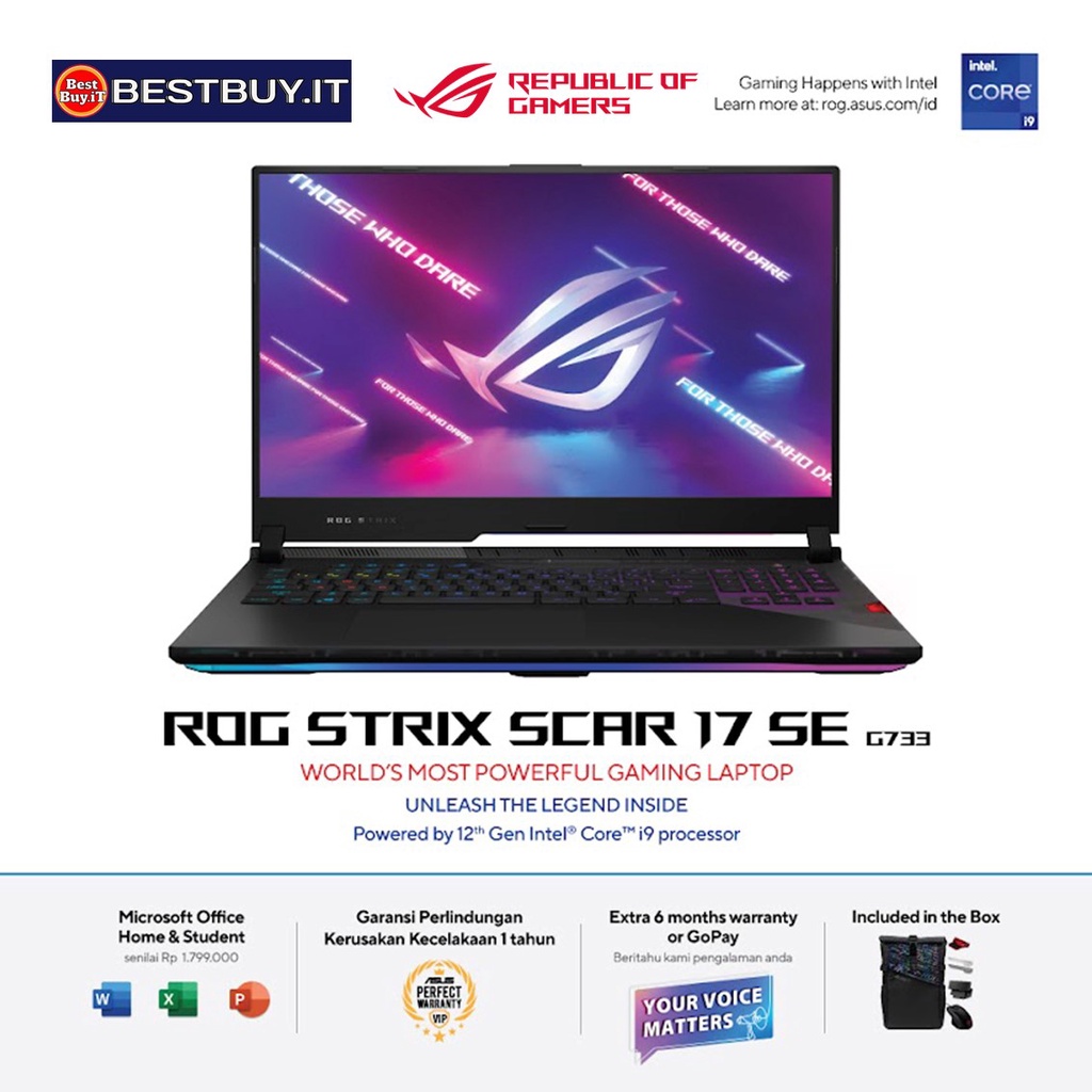 ASUS ROG STRIX SCAR 17 SE G733CX i9-12950HX RTX3080Ti 32GB 2TB W11 OHS