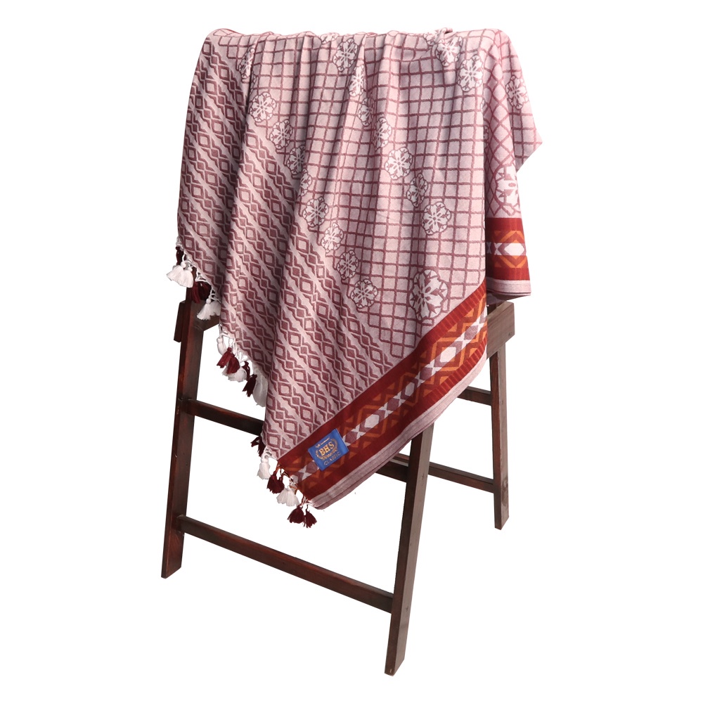 Surban Subaiyah BHS Classic Motif Jaquard Coklat Putih 02