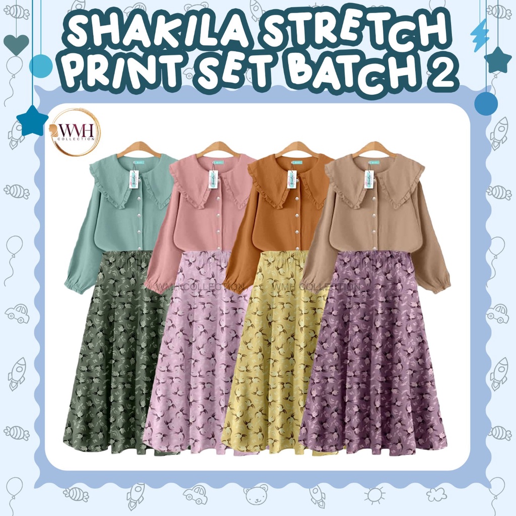 BAJU MUSLIM ANAK SHAKILA STRETCH PRINT 2 SET BY AERAAQU