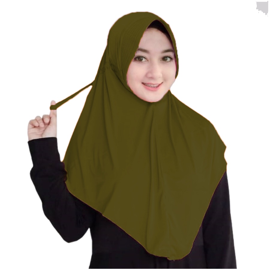 Jilbab Serut Jokowi / Hijab Instan Serut Jersey ukuran 70x75cm Ori termurah-Army