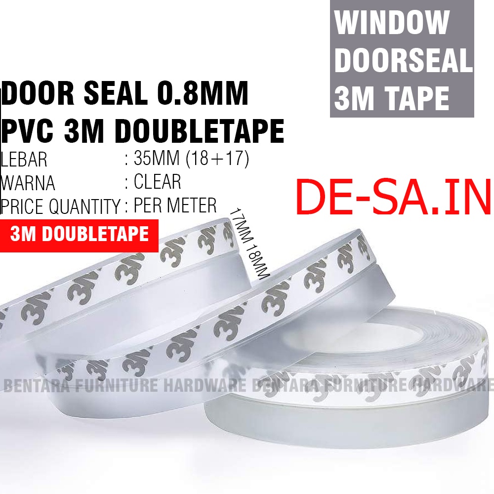 35MM Windor Door Seal Strip PVC 3M Clear Bening 3M Double Tape Penutup Celah Pintu Jendela Doorseal