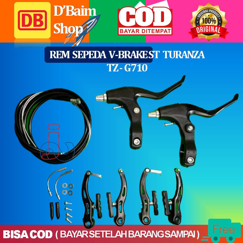 REM V-BRAKE SET SEPEDA BMX / MTB / LIPAT - REM SEPEDA Rem Sepeda Satu Set Turanza Jenis V-brakez