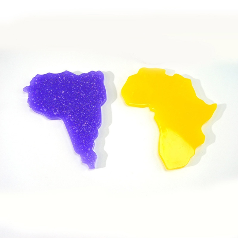 SIY  8Pcs Seven Continents Map Coaster Resin Mold Oceania Africa Europe Asia Map Silicone Tray Fruit Cup Mat Epoxy Resin Mold