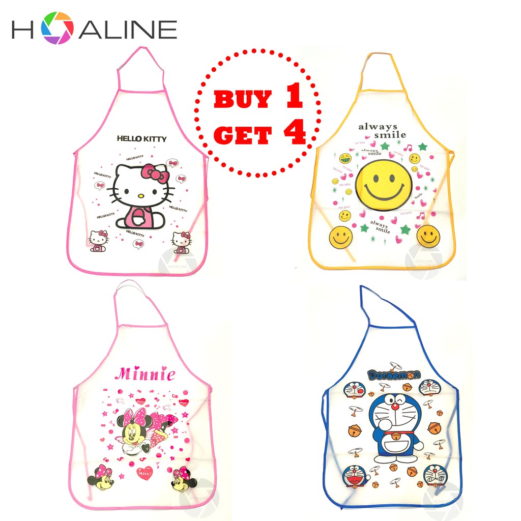 Promo Celemek Karakter 4 Pcs / Apron Anak / Celemek Anti Air / Apron Masak (4pcs)