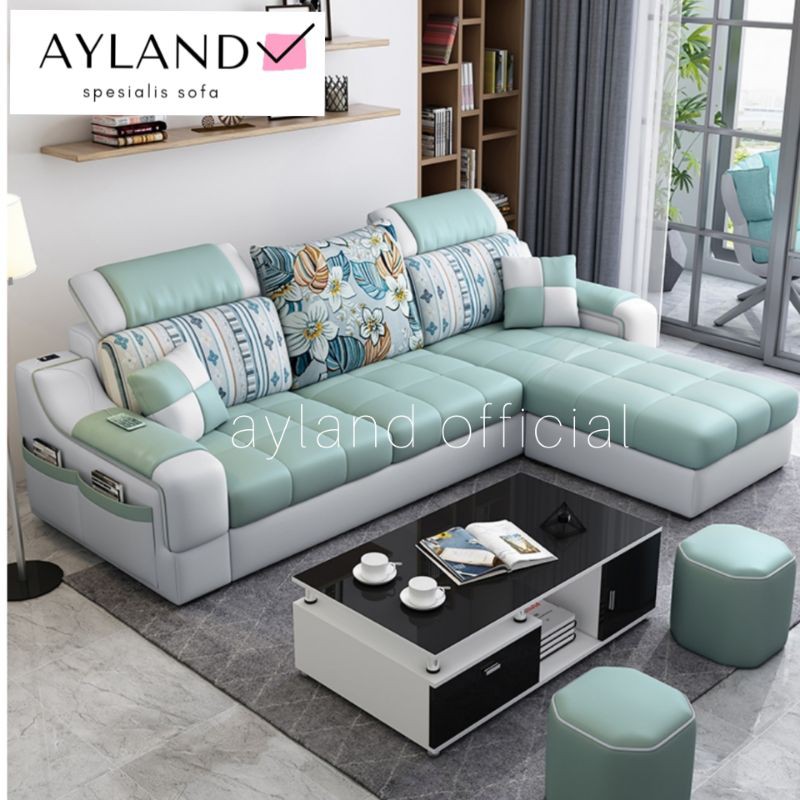 Sofa Mini Set Minimalis Leter L Ruang Tv Keluarga Modern