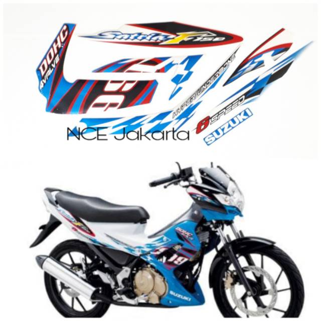 STIKER STRIPING SATRIA F 2012 BIRU PUTIH