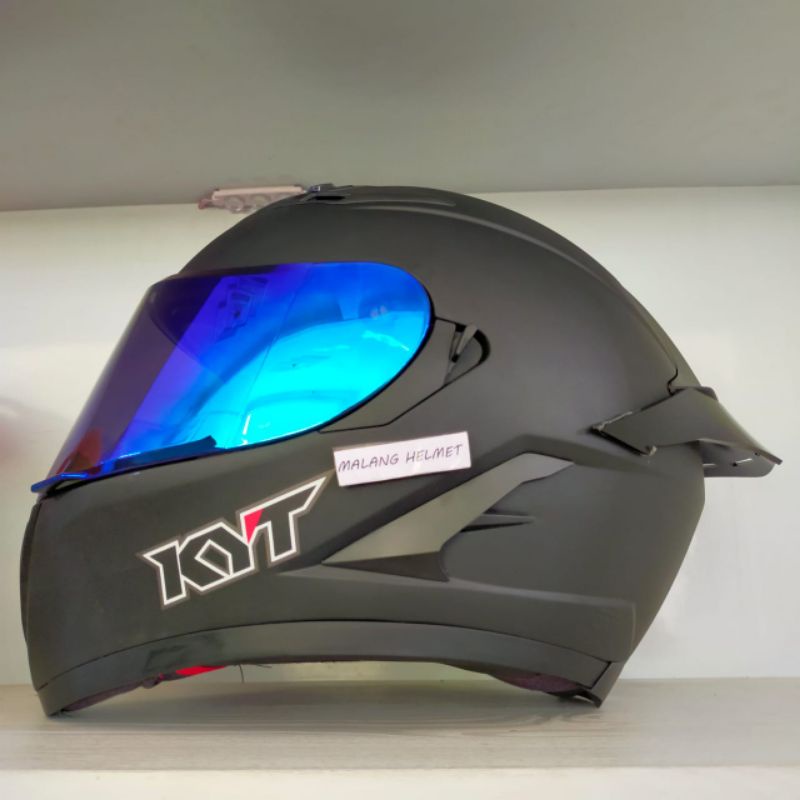 Helm KYT Falcon Solid Black Doff - Paket Ganteng