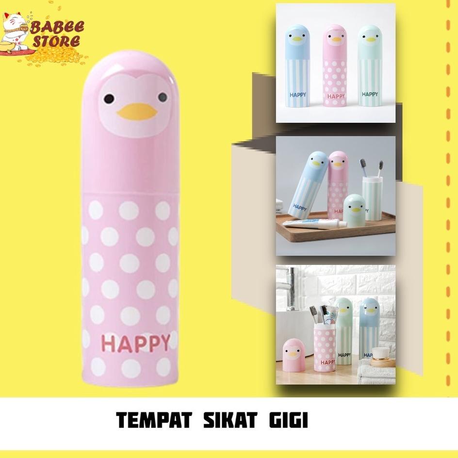 babee   tempat sikat gigi travelling penguin   tempat sikat gigi portable   wadah sikat gigi lucu kb