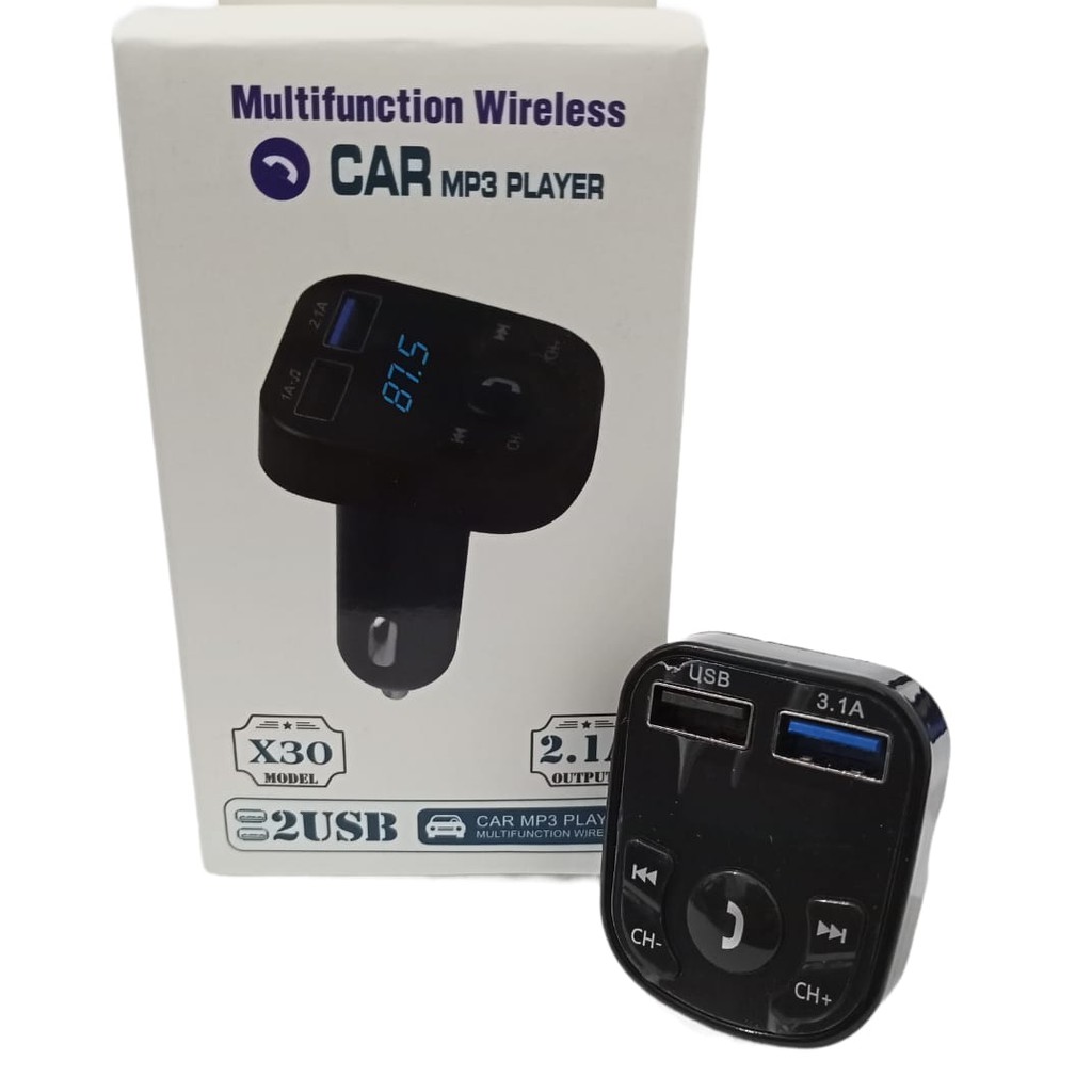 Car Charger X30 Dual USB Wireless Bluetooth FM Transmitter MP3 Car Charger