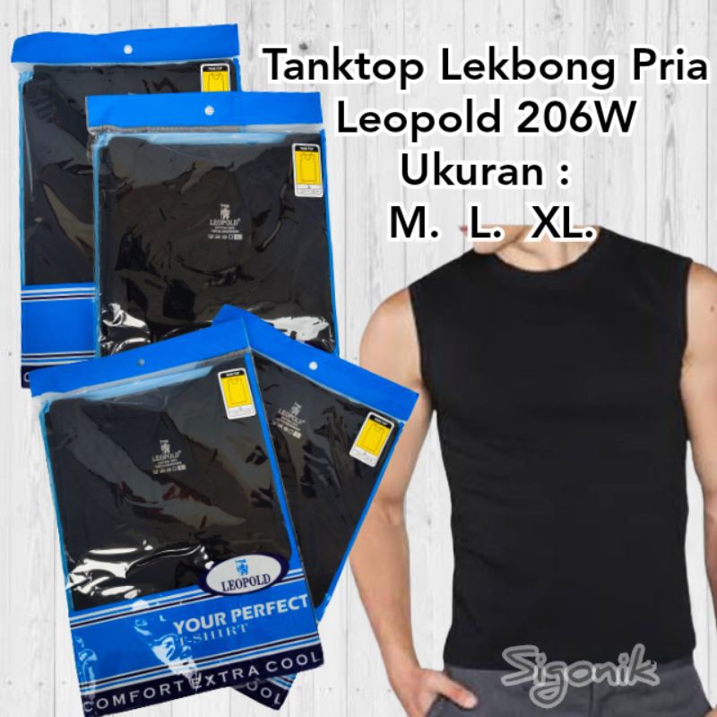 Kaos Dalam Oblong tanpa lengan Pria Tanktop cowok Lekbong Laki Leopold 206 W Hitam M L XL Original