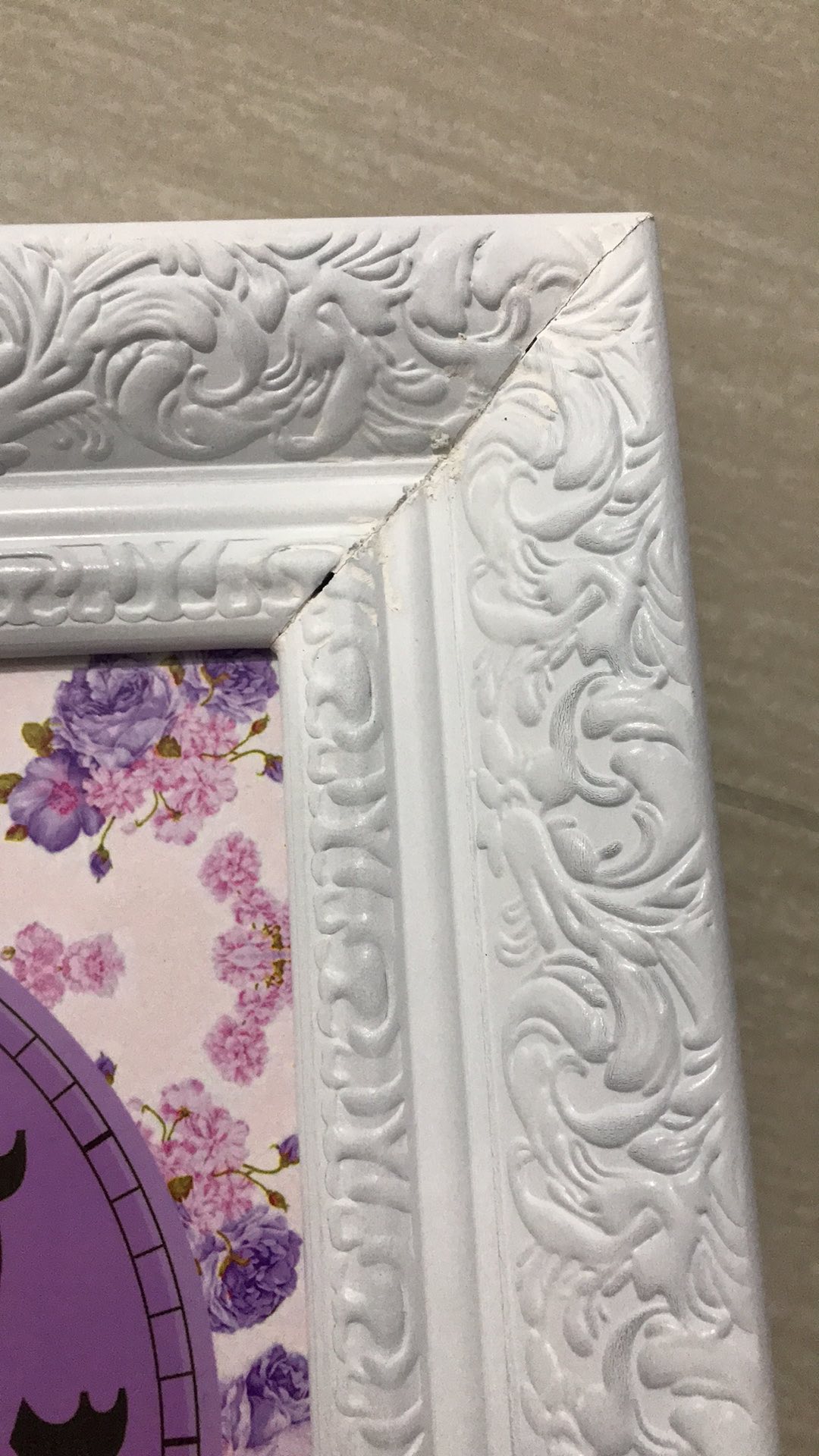 Hiasan Jam Dinding Wooden Poster Kaligrafi Ayat Kursi Shabby Ungu Frame Ukir Uk 20x40