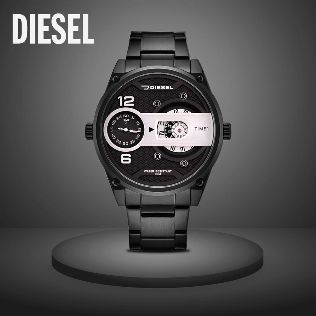 Jam Tangan Pria H91201M Tali Rantai Dual Time Free Box &amp; Baterai
