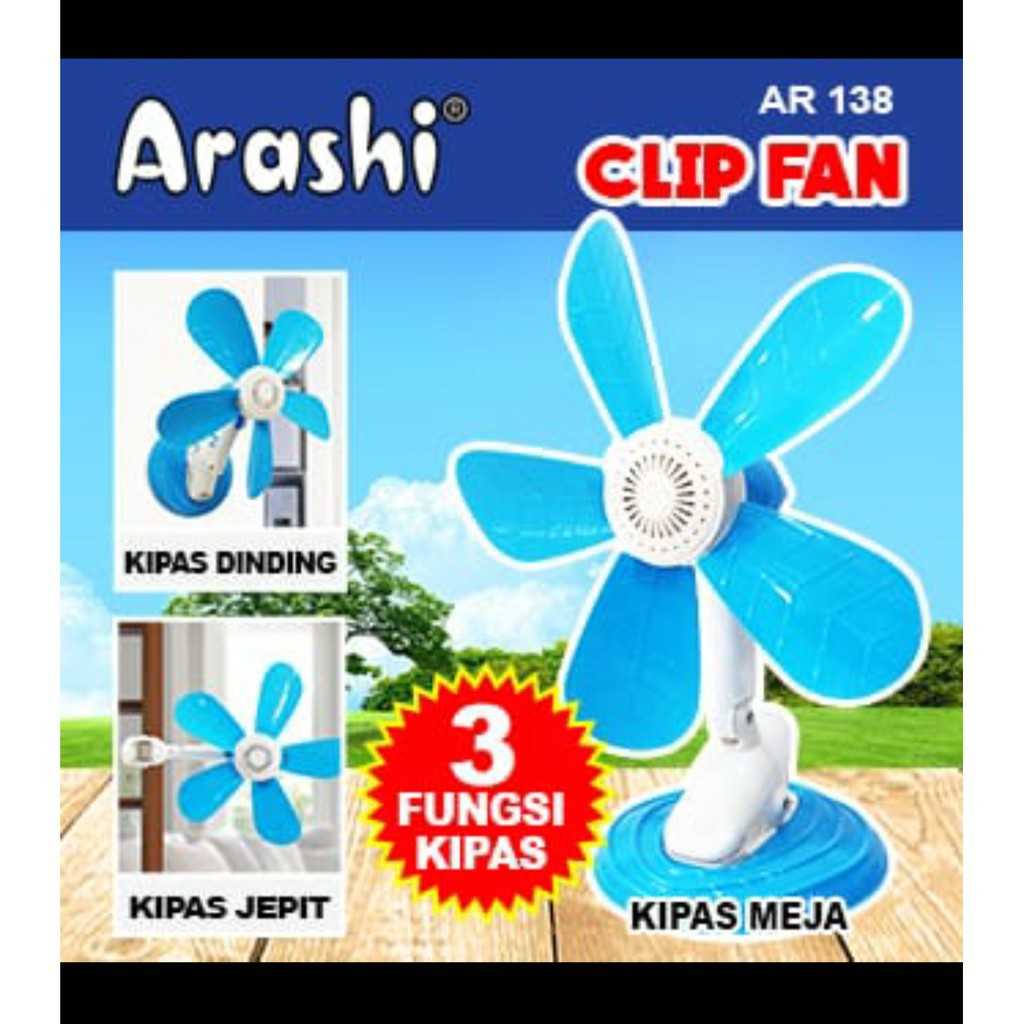 Clip Fan 3in1 Mini Clip Fan Arashi 20 W Kipas 5 Baling 3in1 Shopee Indonesia