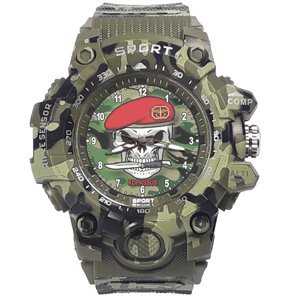 {Istimewa} Jam Tangan KOPASUS (TNI) BARET MERAH -Hijau Army Water Resistant