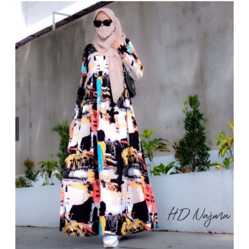 Gamis Jumbo / Dress Muslim wanita / Maxy dress muslim / Gamis Wanita busui friendly-Dress alexa