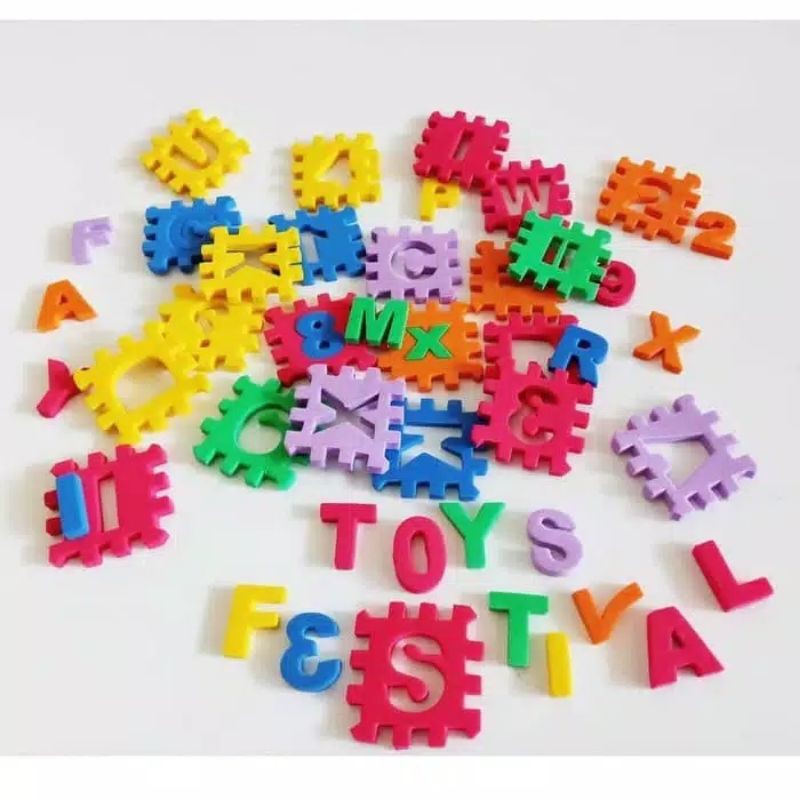 Puzzle Abjad ABCD Besar Spon Sponge Huruf dan Angka Warna Warni | Matras Angka Huruf