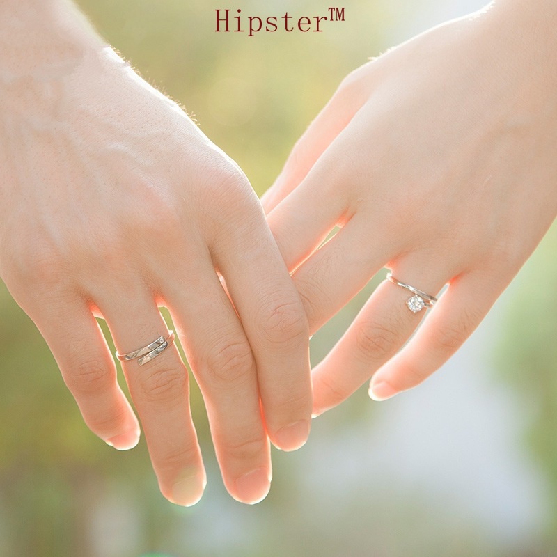 Korean Style Elegant Fashion Romantic Sterling Silver Couple Adjustable Ring