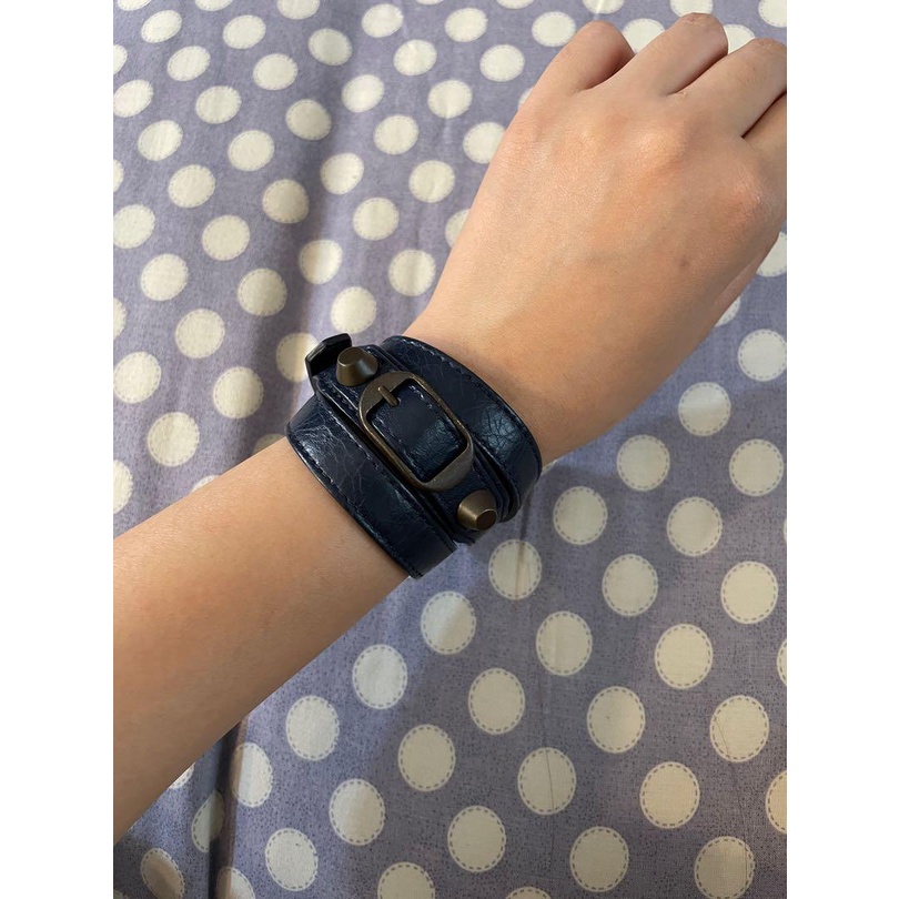 LIKE NEW Balenciaga Triple Tour Bracelet in Navy Leather ORIGINAL BRANDED AUTHENTIC KERJA KULIAH PES