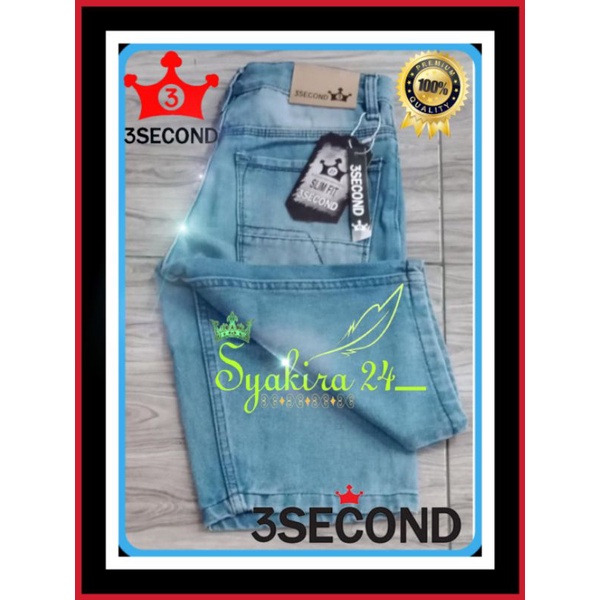 CELANA PENDEK JEANS PRIA THREE SECOND