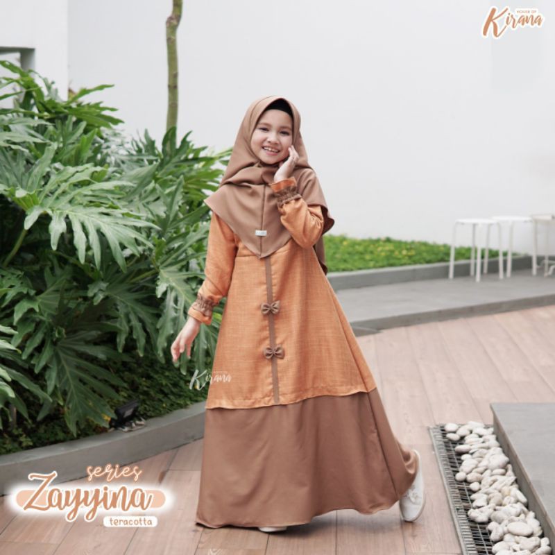 HOK - Gamis Zayyina anak usia 1-8 tahun, Gamis anak linen polos, Gamis anak denim