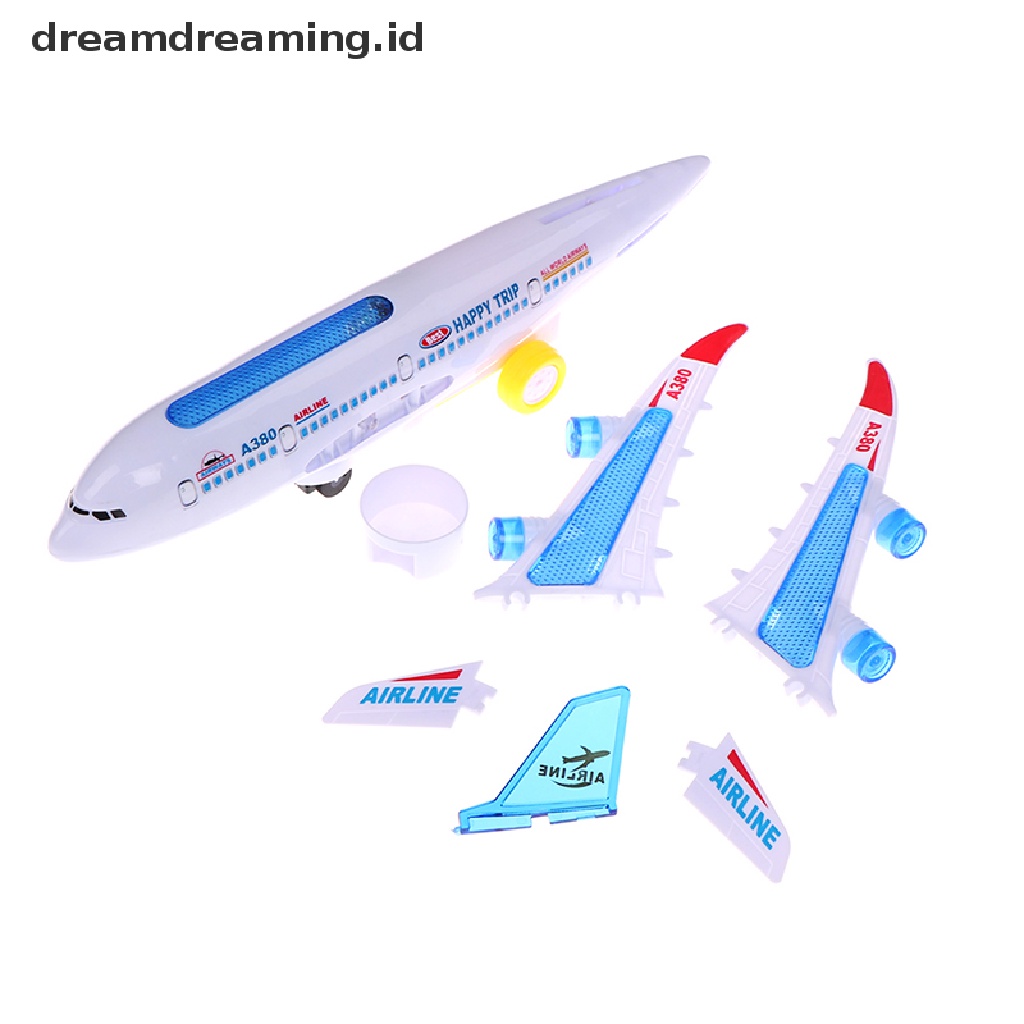 (Dreamdreaming.Id) A380 Mainan Airbus Elektrik Bahan Plastik Dengan Lampu + Suara Untuk Anak