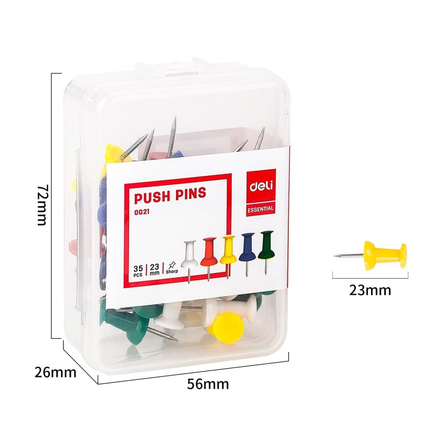 Pin-Warna Push Pins/ Kebutuhan Kantor / 23mm - Deli E0021