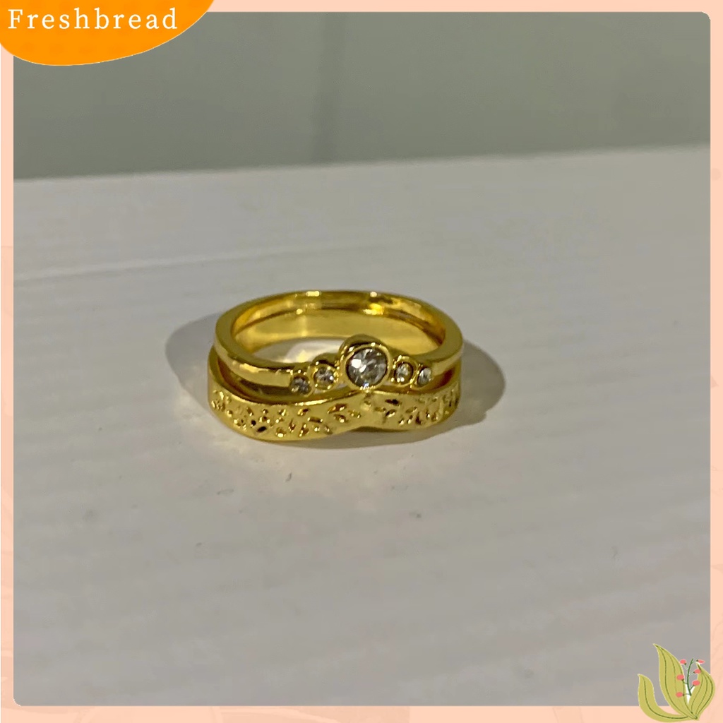 Terlaris Women Fashion V-shaped Rhinestone Inlaid Wedding Engagement Ring Jewelry Gift