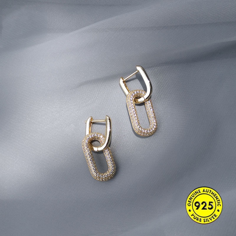 Anting Tusuk Sterling Silver 925 Hias Berlian Imitasi Untuk Wanita