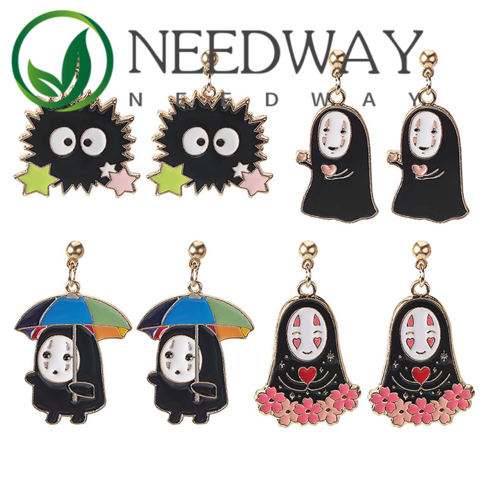 Needway  Women Drip Stud Earrings Creative Spirited Away Ghost Earrings Anime Earrings Fashion Personality for Fans Party Alloy Cartoon