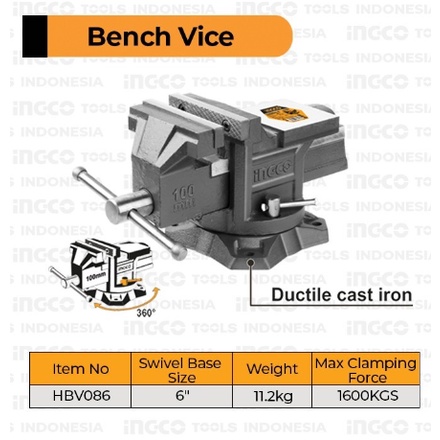 Ragum Tanggem Meja Putar Bench Vice 6 Inch INGCO HBV086