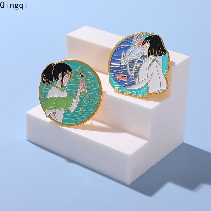 Bros Pin Enamel Desain Kartun Anime Spirited Away Naga Putih Untuk Koleksi