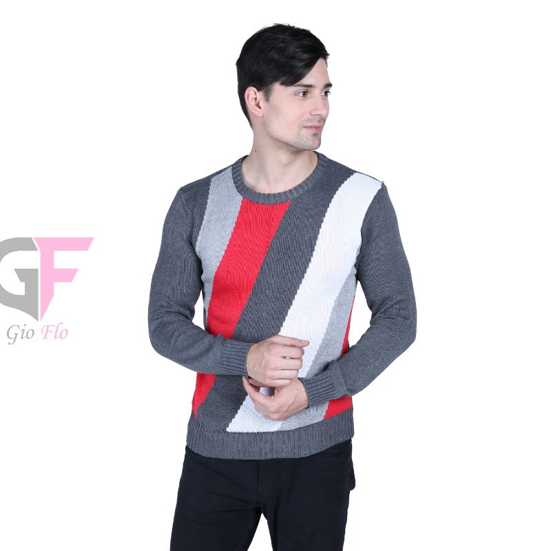 GIOFLO Sweater Cardigan Distro Rajut Pria Abu / SWE 895