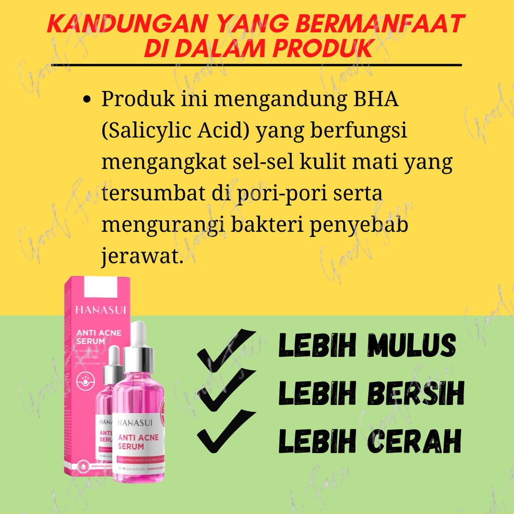 SERUM UNTUK WAJAH BERJERAWAT-Hanasui Serum Anti Acne Original BPOM - Acne Serum Hanasui Jaya Mandiri