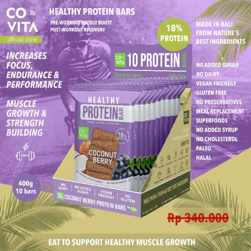 

Covita Healthy Protein Bars Box - Coconut Berry (10pcs)