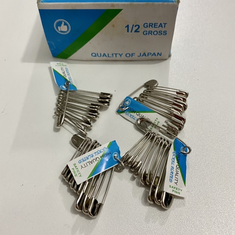 Peniti 1 Renceng 12 Pcs  Made In Japan / Peniti Great Gross 1/2 12PCS GOOD QUALITY / Nickel Plated Safety Pins