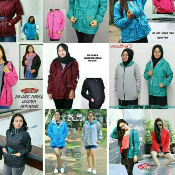 Ready stok FPI JAKET BB PARKA WANITA BOLAK BALIK VANS 2in1 PARASUT MERAH HITAM ABU MAROON TURKIS TOS