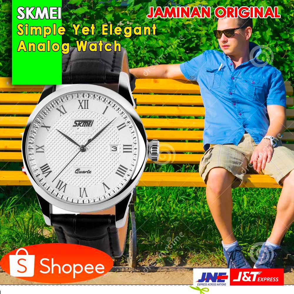 ORIGINAL SKMEI Jam Tangan Analog - 9058 CL [Pria] [Putih Hitam]