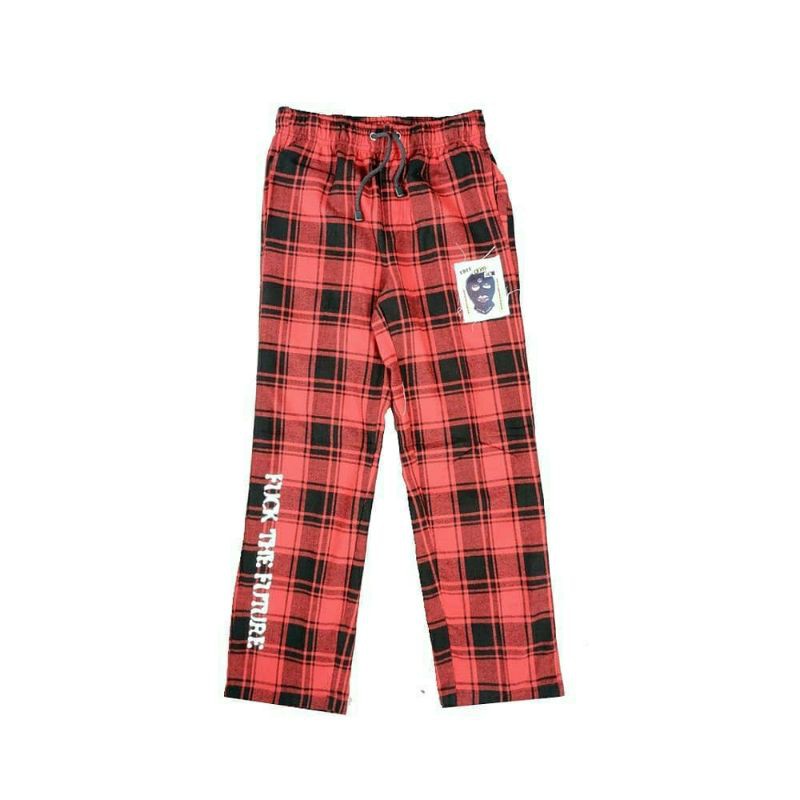 Pyjama Fuck The Future | Red (FREEDOM X 4cm)- celana tartan- tartan pants- celana panjang motif flan