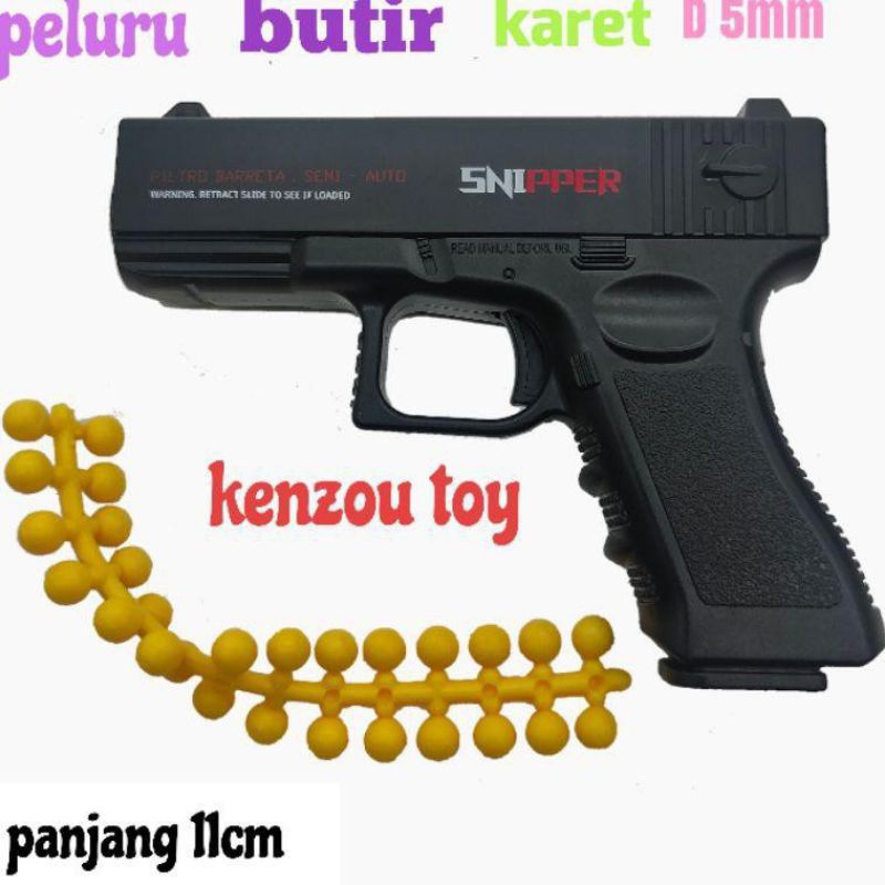 maenan anak pistol  koper mini kokang peluru karet