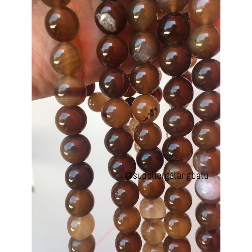 carnelian putih cokelat natural Stone batu alam kesehatan 12mm akik aksesoris fashion brown agate