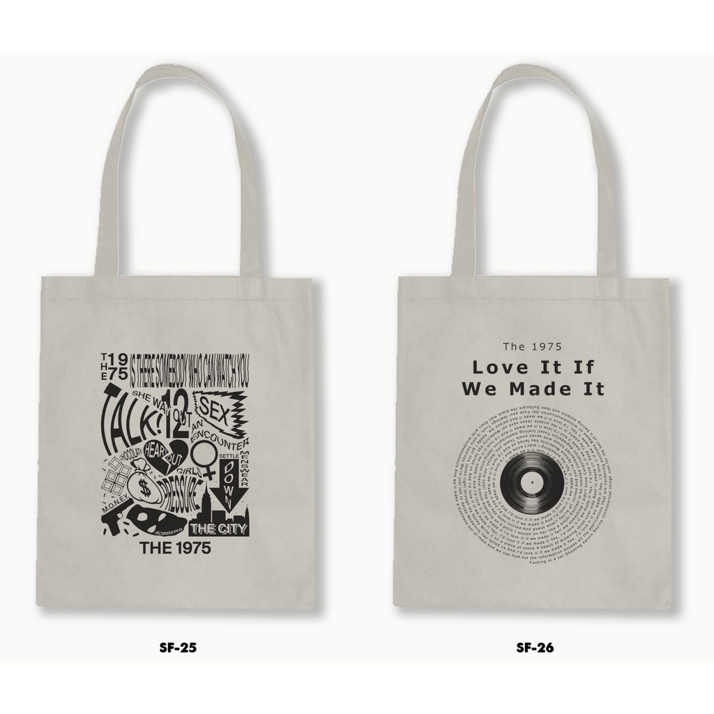 Tas Tote Bag Resleting Kanvas/Blacu  - The 1975 B