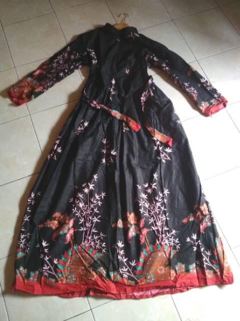 Baju Batik Couple Keluarga Gamis Jumbo Murah Pasangan Modern Muslim | Klyn 009 Cg Kipas Hitam
