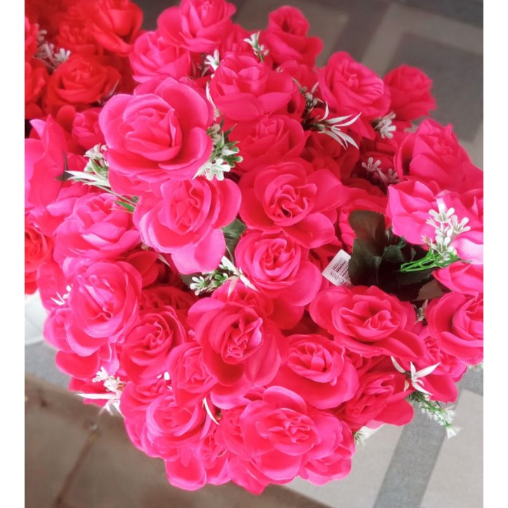 bunga mawar buatan tanpa tangkai artificial 1 kuntum saja dekorasi